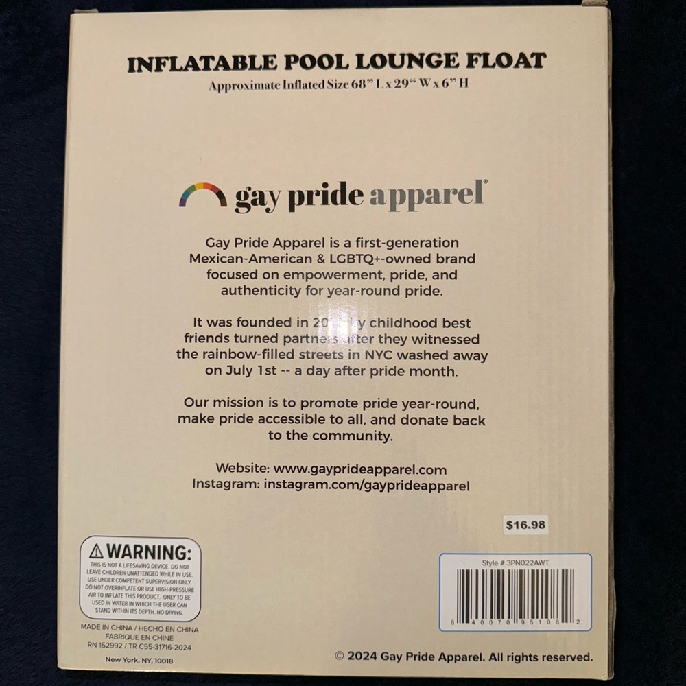 PRIDE🏳️‍🌈 Inflatable Pool Lounge Float - Picture 2 of 2